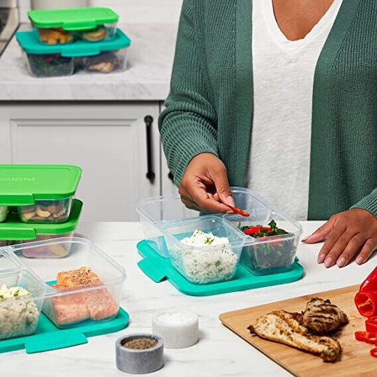 Sistema Set Plastic Lunch Boxes Transparent With Compartments 24x22.4cm 5 Pieces