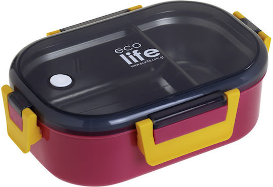 Ecolife Spoon Recipient pentru Mâncare Inox Roz cu Compartimente 900ml