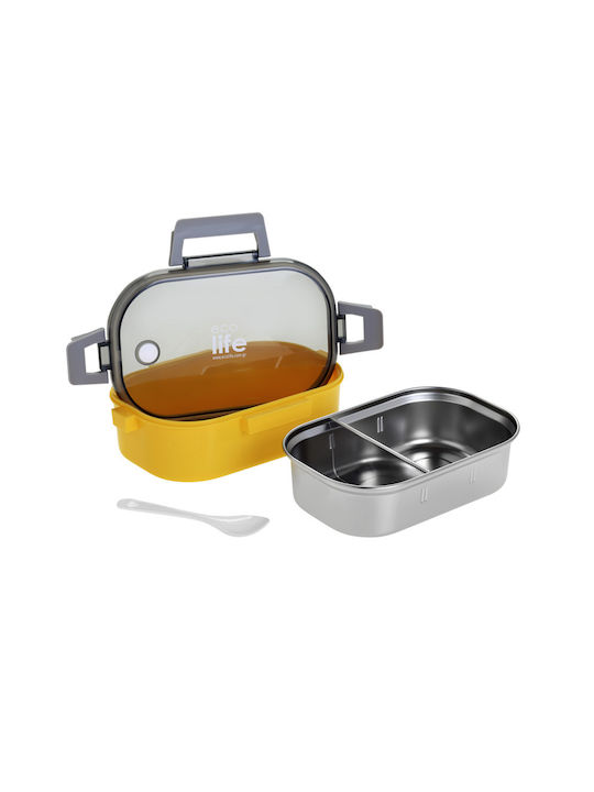 Ecolife Spoon Δοχείο Φαγητού Inox Κίτρινο 900ml