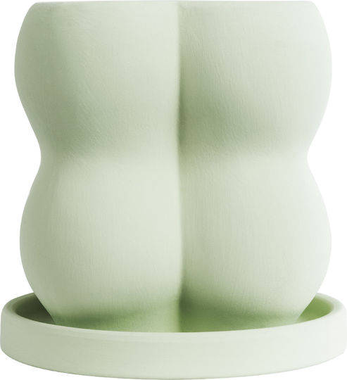GloboStar Artificial Garden Athena Planter Ceramic Green with Stand 13x13x14cm.
