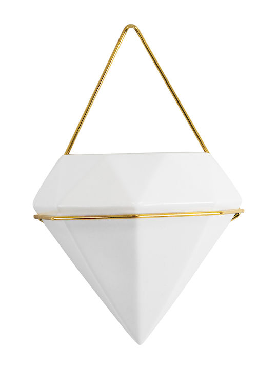 GloboStar Hängend Übertopf Keramik Weiß 20x10.5x30εκ.