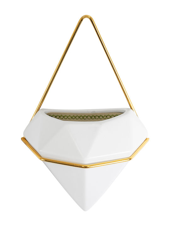 GloboStar Hängend Übertopf Keramik Weiß 15x8x24εκ.