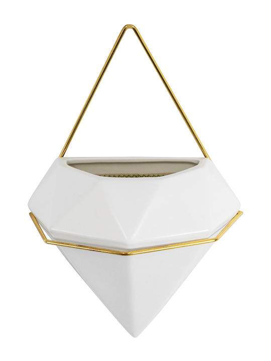 GloboStar Hängend Übertopf Keramik Weiß 20x10.5x30εκ.
