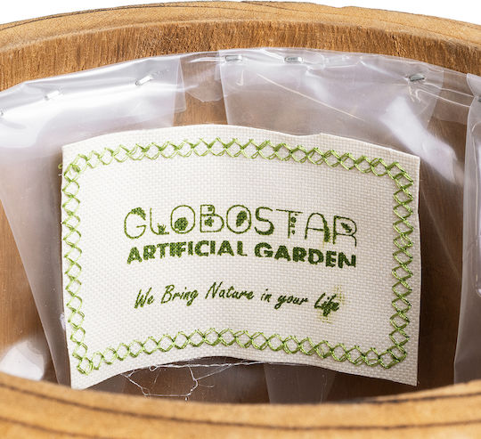 GloboStar Übertopf Hölzernes Braun mit Gestell 22x22x46εκ.