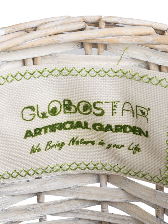 GloboStar Artificial Garden Domingo Planter Wooden White with Stand 21x21x30cm.