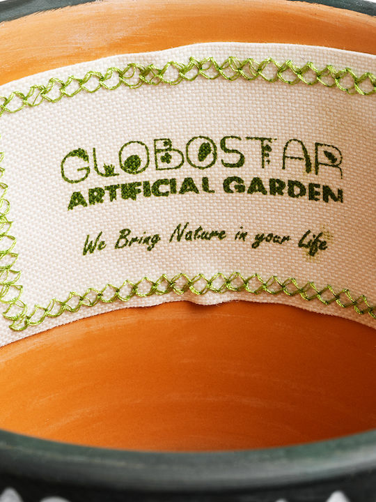 GloboStar Übertopf Keramik Schwarz mit Gestell 16x16x16εκ.