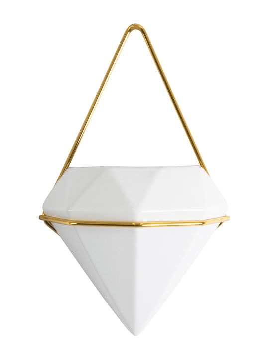 GloboStar Hängend Übertopf Keramik Weiß 15x8x24εκ.