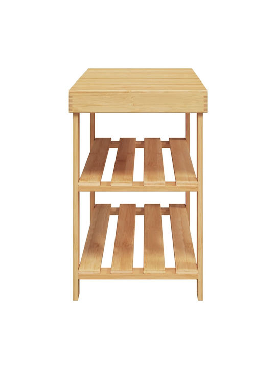 Bamboo Shoe Organizer with 2 Shelves Beige 70x27.5x45cm