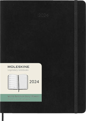 Moleskine Soft XL Εβδομαδιαία Ατζέντα Μαύρη 2024 19x25cm Black