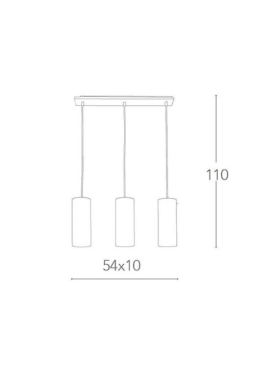 Fan Europe Pendant Light White Rail with Socket E27 54x10x110cm