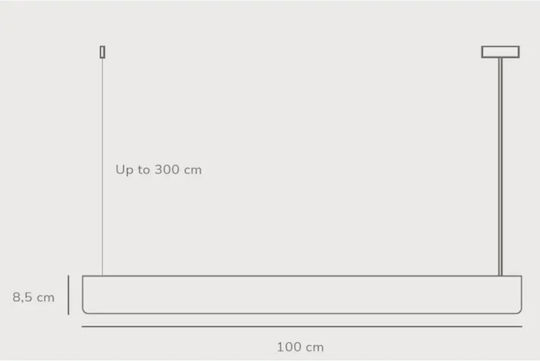 Nordlux Beau Κρεμαστό Φωτιστικό Μαύρο LED Ράγα 100x8.5x300εκ.
