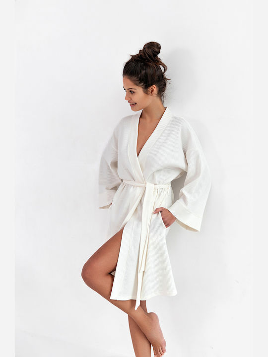 Sensis Winter Women's Cotton Robe Ecru