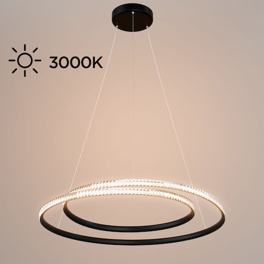 Alphab2b Brilliant Κρεμαστό Φωτιστικό Μαύρο LED με Φυσικό Λευκό Φως 60x120εκ.
