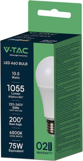 V-TAC LED-Lampe 10.5W 110mm für Fassung E27 und Form A60 Naturweiß 1055lm