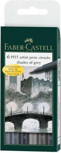 Faber-Castell Pitt Artist Design Markers 1.5mm Gray 6pcs
