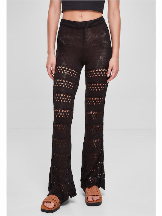 Dama Tesatura Pantaloni Evazați Negru