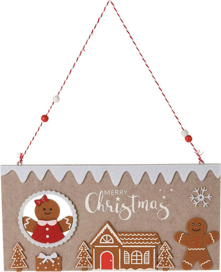 Koopman Christmas Fabric Figure Sign Brown Height 30cm