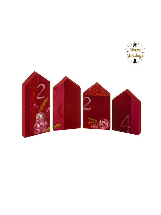 Parisis Christmas Wooden Figure Sign Red Composition 2023