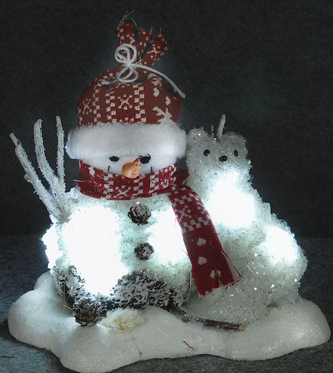 Lianos Illuminated Christmas Figure SNowman White 30x30x23cm 2pcs