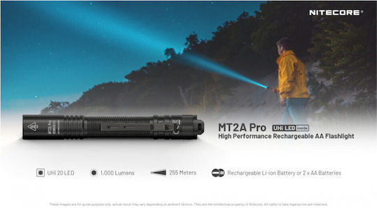 NiteCore LED IP68 с Максимална Яркост 1000лм MT2A PRO Черен