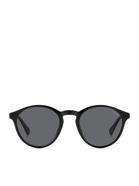 Polaroid Unisex Sunglasses with Black Horn-Rimmed Frame and Grey Polarized Lens PLD4153/S 807/M9