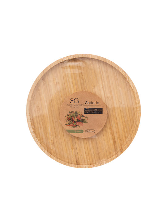 Round Wooden Decorative Platter Brown