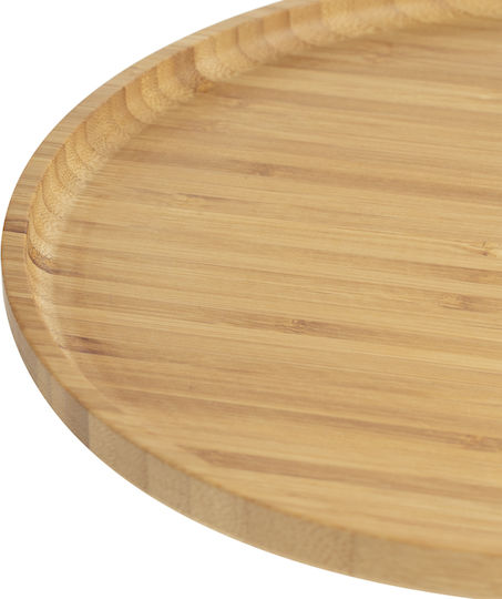 Round Wooden Decorative Platter Brown 26.5x26.5x1.5cm