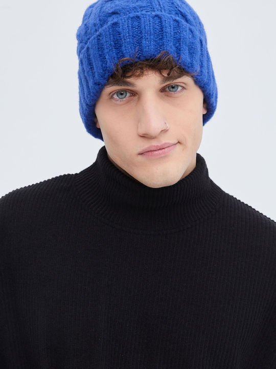 Beanie Unisex Σκούφος Πλεκτός σε Μπλε χρώμα