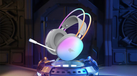 Havit H2037d Over Ear Gaming Headset με σύνδεση 2x3.5mm / USB Λευκό