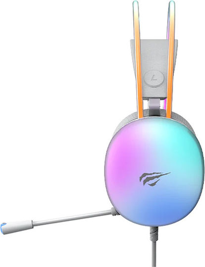 Havit H2037d Over Ear Gaming Headset με σύνδεση 2x3.5mm / USB Λευκό
