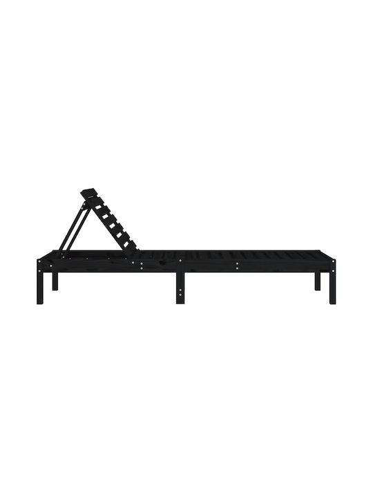 Deckchair Wooden Black 2pcs 199.5x60x74cm.
