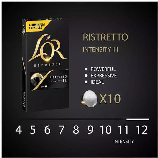 L'Or Kapseln Espresso Ristretto Kompatibel mit Maschine Nespresso 10Mützen