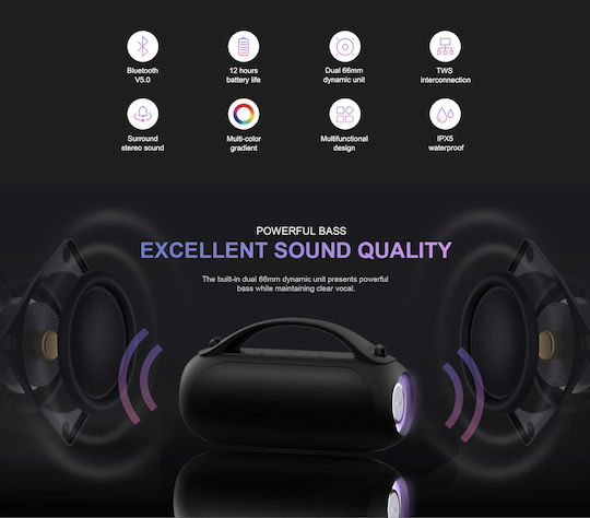 Havit SK821BT Ηχείο Bluetooth 8W με Ραδιόφωνο και Διάρκεια Μπαταρίας έως 12 ώρες Μαύρο