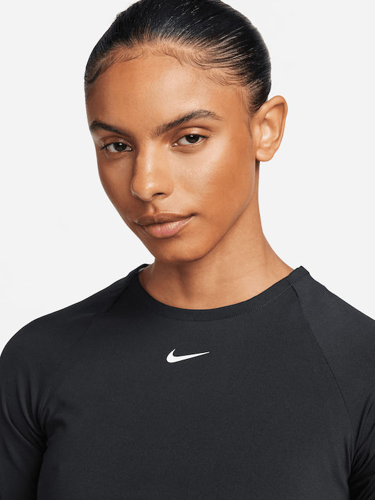 Γυναικείο Αθλητικό Crop Top Μακρυμάνικο Dri-Fit Μαύρο