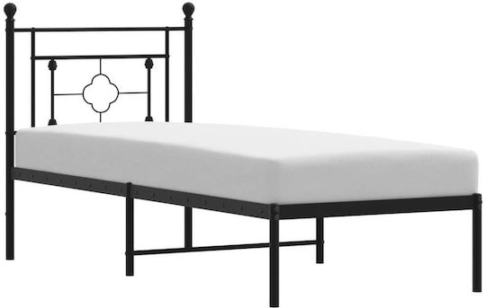 Κρεβάτι Μονό για Στρώμα 75x190cm Μαύρο