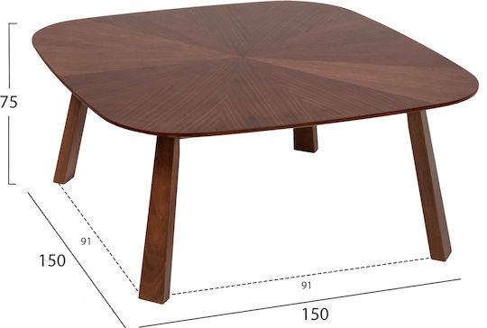 Riner Square Kitchen Table Wooden Natural Colour 91x91x75cm