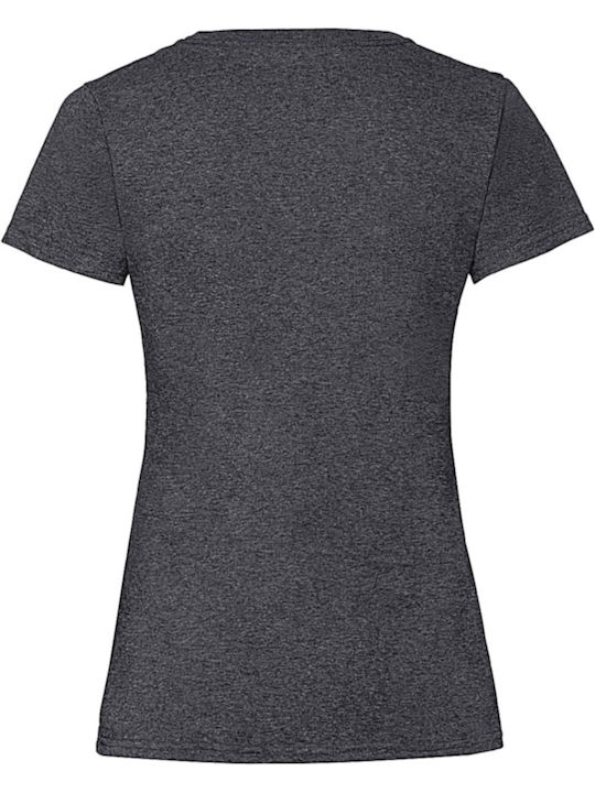 Fruit of the Loom Γυναικείο Διαφημιστικό T-shirt Κοντομάνικο Dark Heather Grey