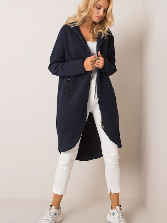 Rue Paris Women's Long Hooded Cardigan Marine