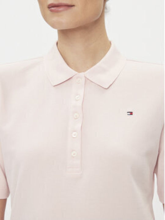 Tommy Hilfiger Γυναικεία Polo Μπλούζα Κοντομάνικη Ροζ