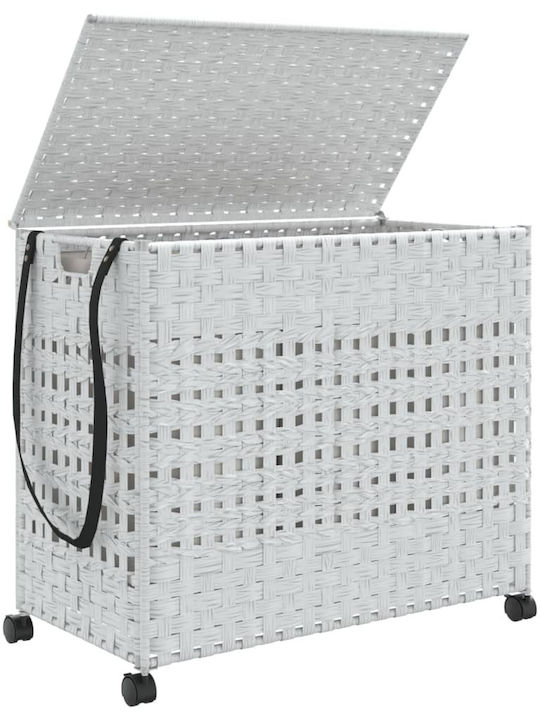vidaXL Coș De Rufe Din Țesătură Pliabil Cu Capac 66x35x60cm Alb