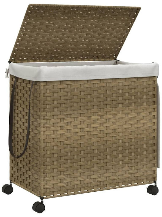 vidaXL Fabric Collapsible Laundry Basket with Lid 60x35x60.5cm Brown