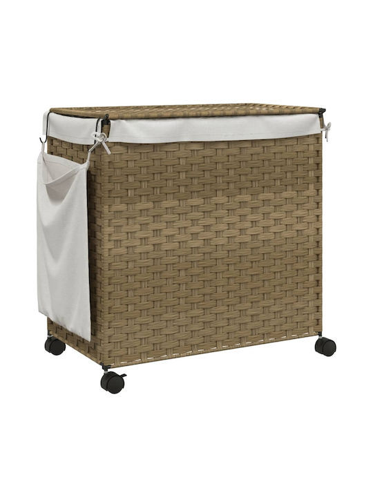 vidaXL Fabric Collapsible Laundry Basket with Lid 60x35x60.5cm Brown