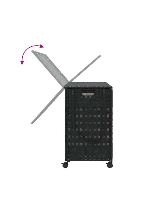 vidaXL Перилна Кошница Текстил Сгъваема с Капак 66x35x60см Черен
