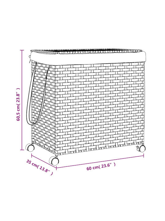 vidaXL Collapsible Fabric Laundry Basket with Lid 60x35x60.5cm Black