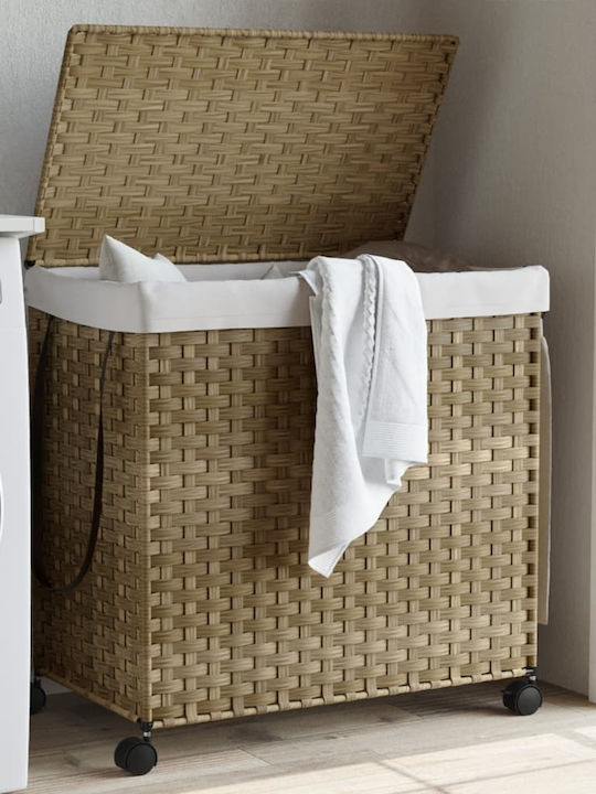 vidaXL Fabric Collapsible Laundry Basket with Lid 60x35x60.5cm Brown