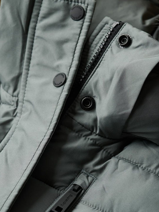 Fuji Μακρύ Γυναικείο Puffer Μπουφάν για Χειμώνα Balsam Green