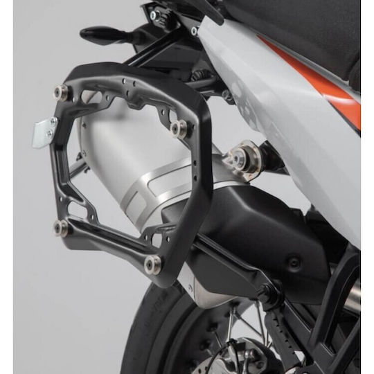 SW-Motech Aluminium Motorcycle Hard Side Case Set 45lt in Silver Colour