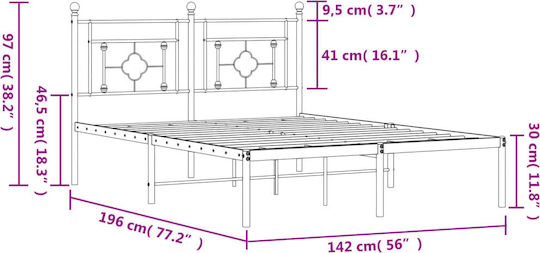 Doppelbett Metall Weiß mit Lattenrost für Matratze 135x190cm
