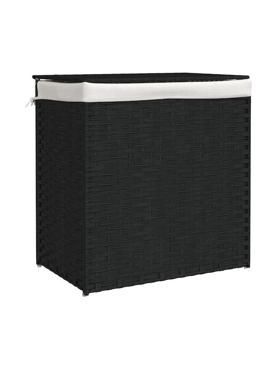 vidaXL Plastic Laundry Basket with Lid 53x35x57cm Black