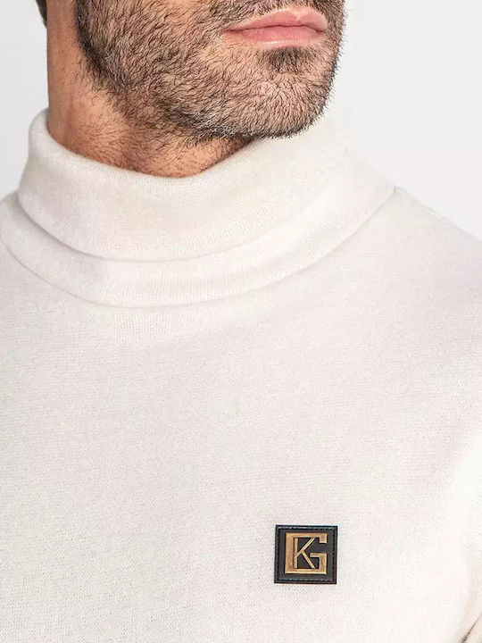 Gianni Kavanagh Herren Langarm-Pullover Rollkragen OFF-WHITE